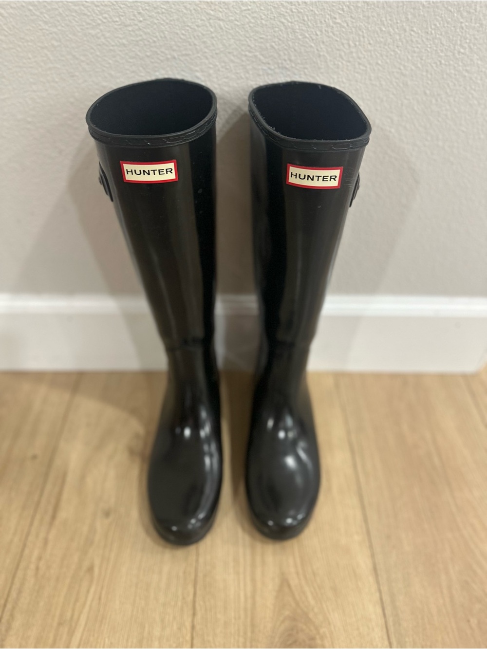 Hunter Gloss Black Knee-High Rain Boots - Picture 6 of 10